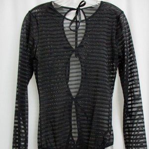 Hanky Panky After Midnight Shadow Striped Black Bodysuit NWT Size Small